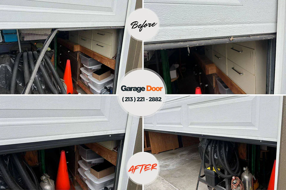 Before and after: garage door repair Pleasant Valley, MO